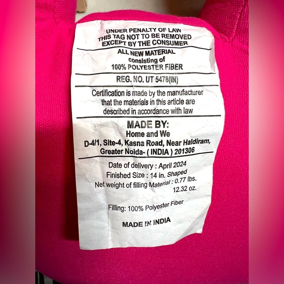 The World Traveler Collection NWT Pink & Gold Hand Beaded Elephant Pillow - Picture 7 of 9